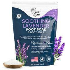 Foot Cure soothing lavender foot spa bath relaxes tired feet.