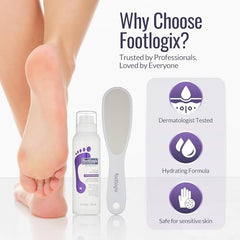Footlogix Callus Softener spray showing easy application and even coverage
