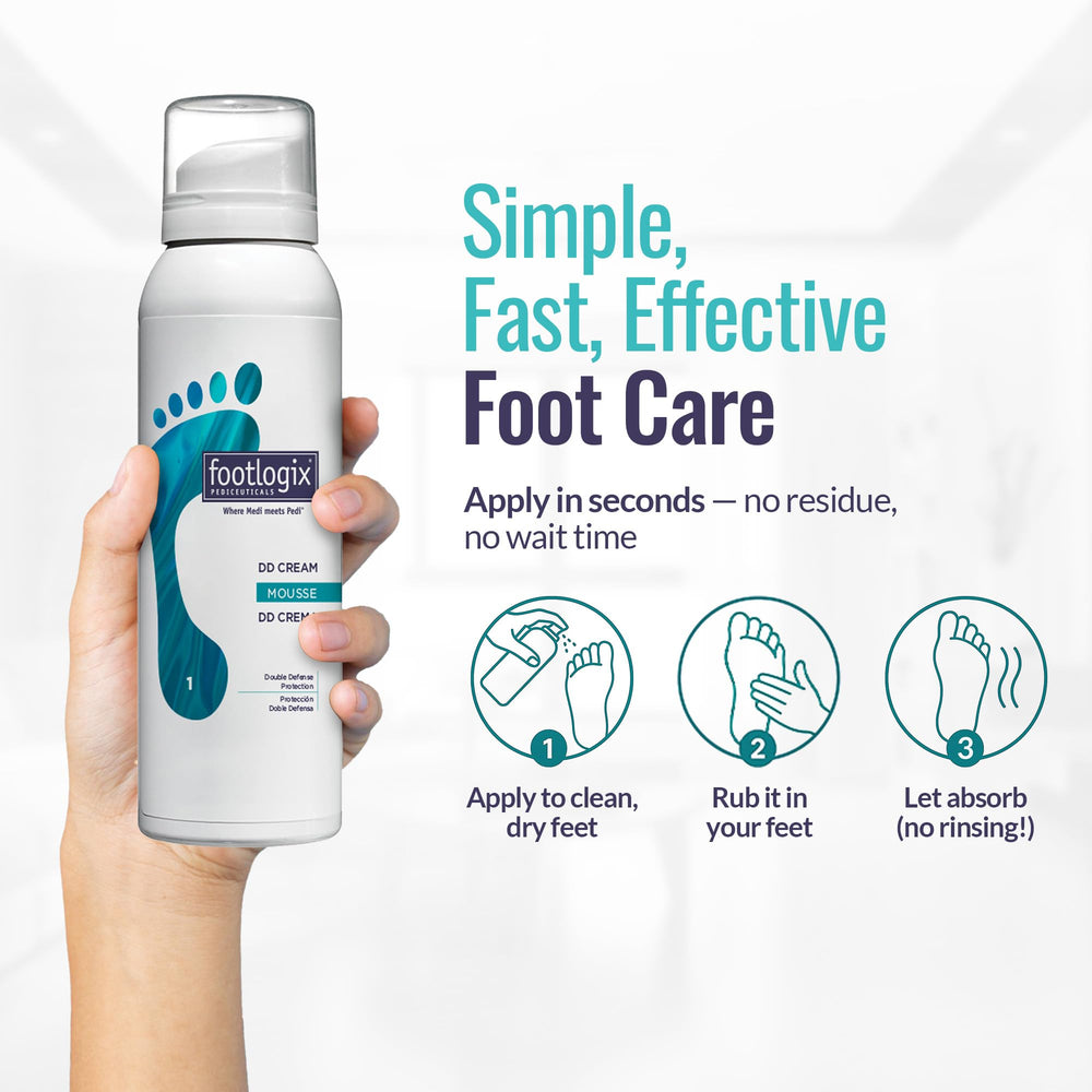 Fragrance-free Footlogix DD Cream Mousse option for sensitive feet.