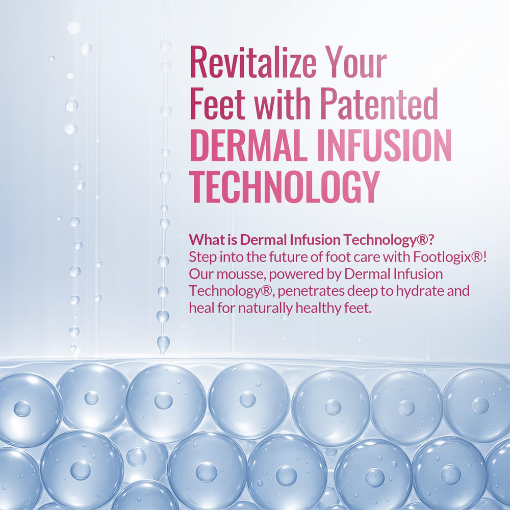 Footlogix foot-care routine scene showing steps to treat dry skin