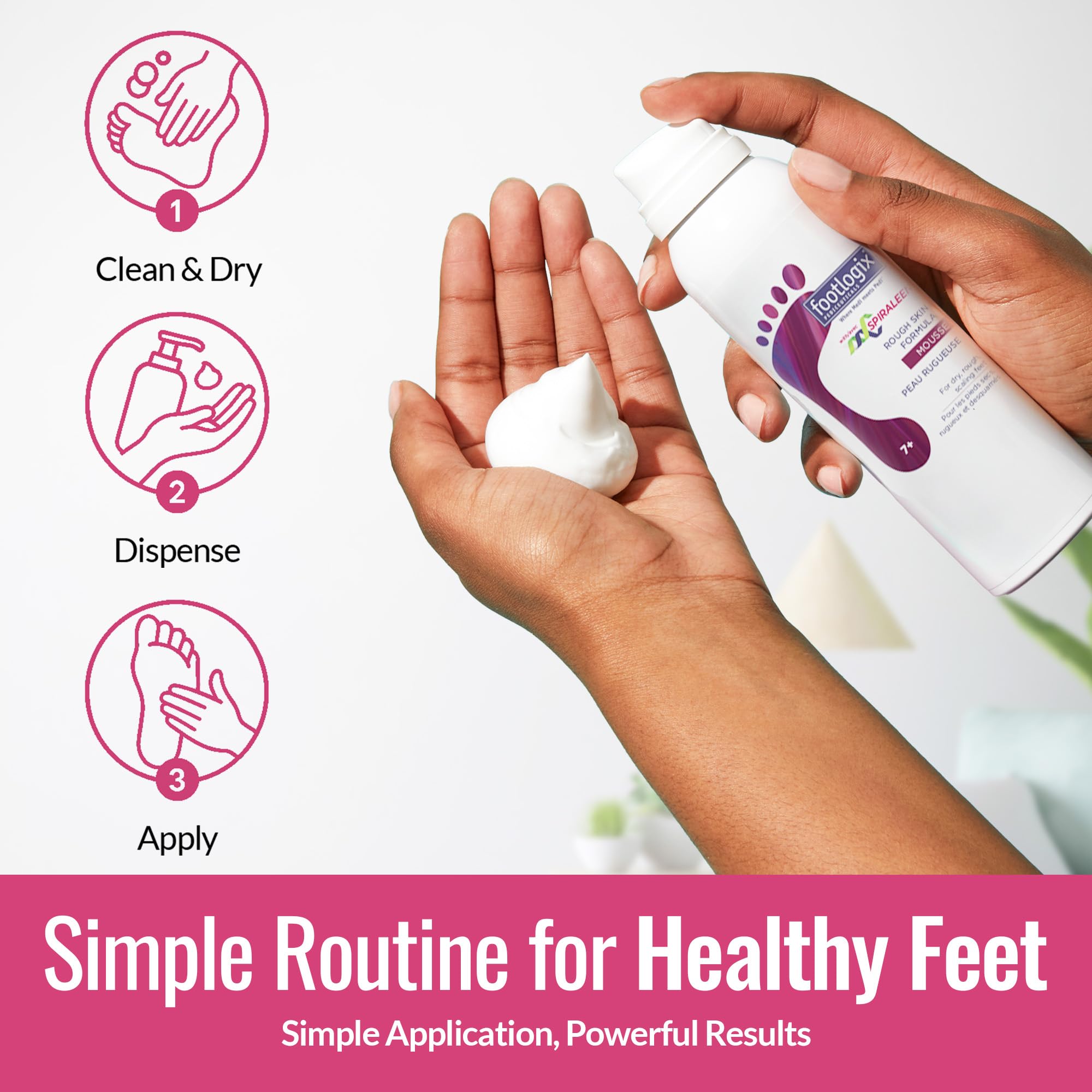 Footlogix Rough Skin Formula mousse texture close-up with smooth application