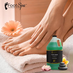 FootSpa Foot Soak gallon label shows bulk refill convenience.