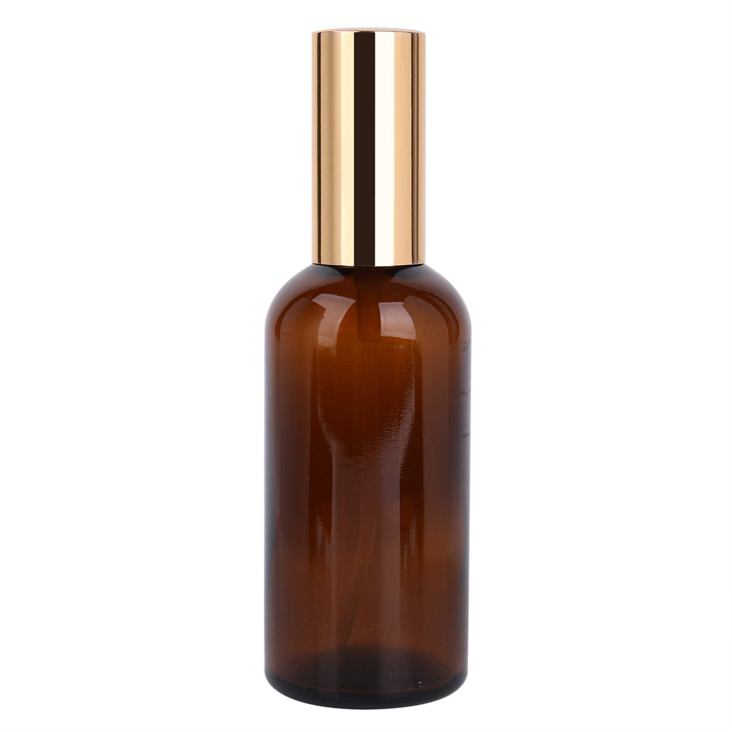 Foraineam amber bottle shows golden metallic mister and dustproof cap for precision