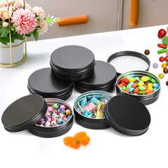 Foraineam matte-black round tin lid showcases secure screw-top design for travel-ready containers