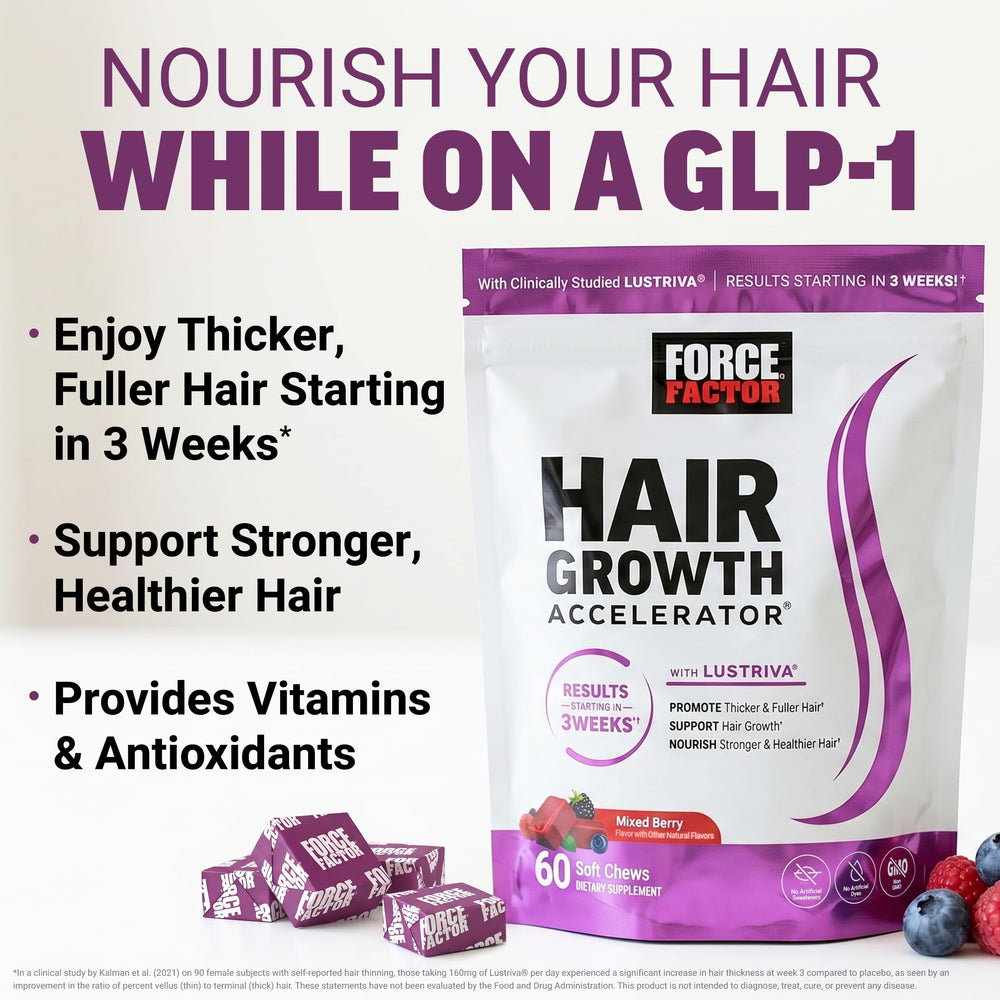 Force Factor chew held in hand demonstrating portable portion size