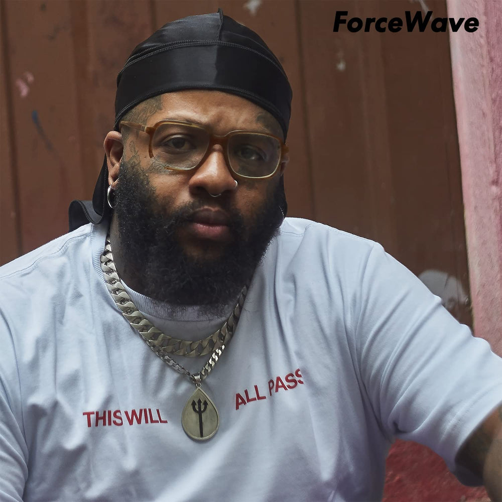 ForceWave 360-wave durag in use demonstrates full coverage and secure fit.