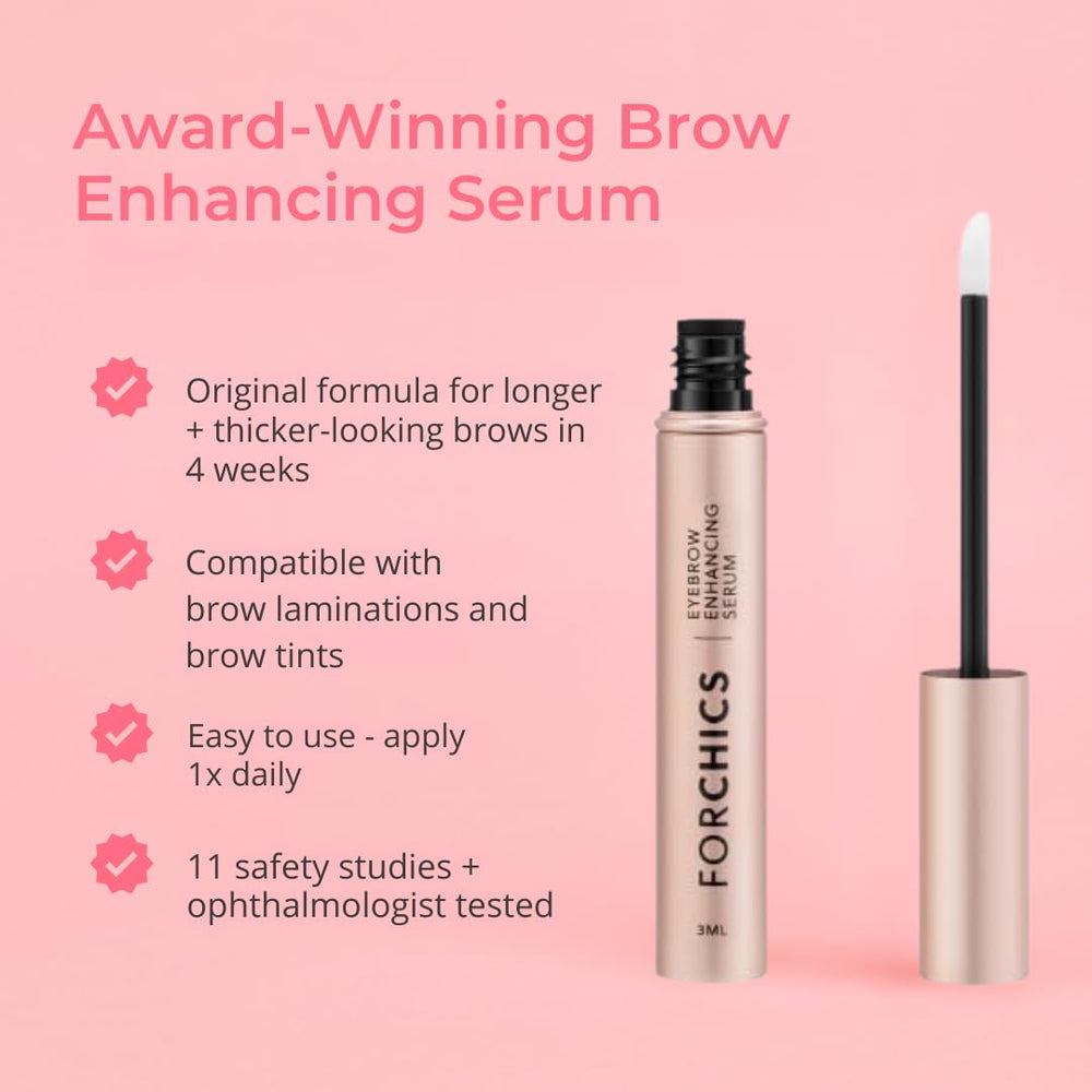Forchics Eyebrow Growth Serum texture close up highlighting clean hormone-free actives