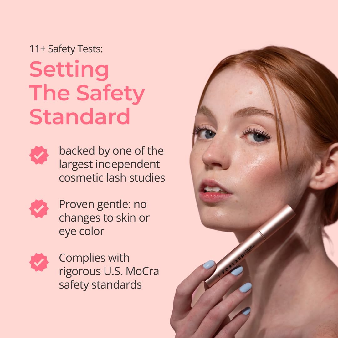 ForChics eyelash serum packaging shows dermatologist-tested seal.