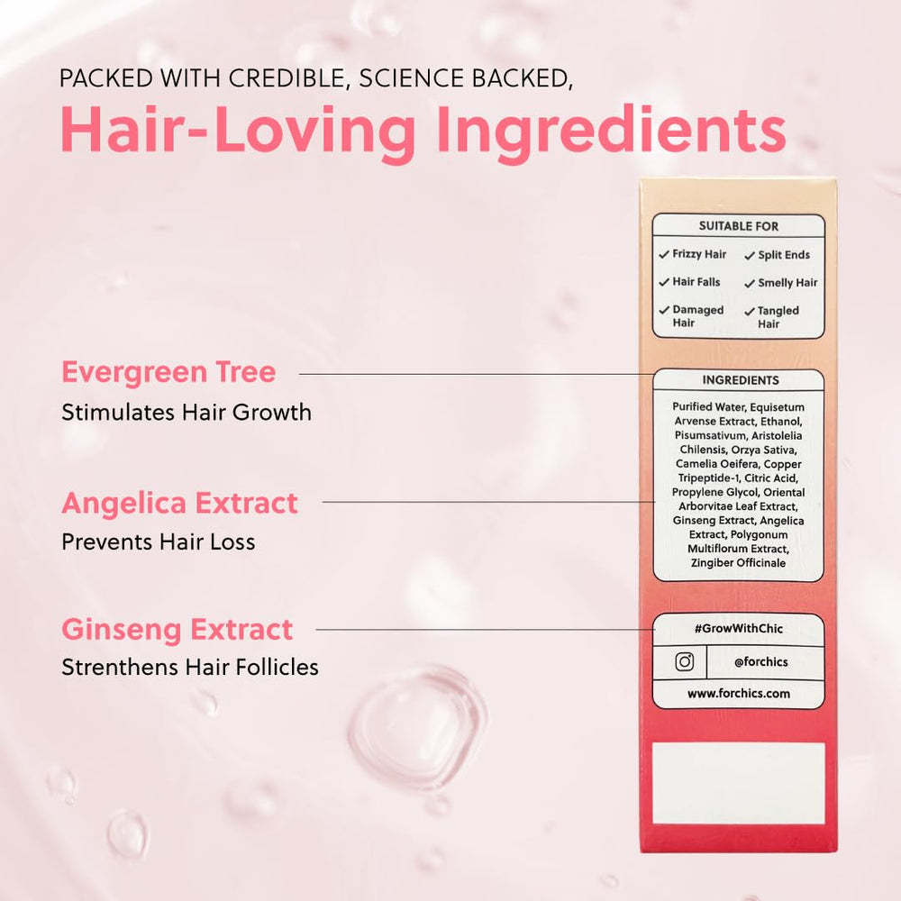 ForChics Hair Growth Serum packaging-eco-friendly shows vegan, cruelty-free branding