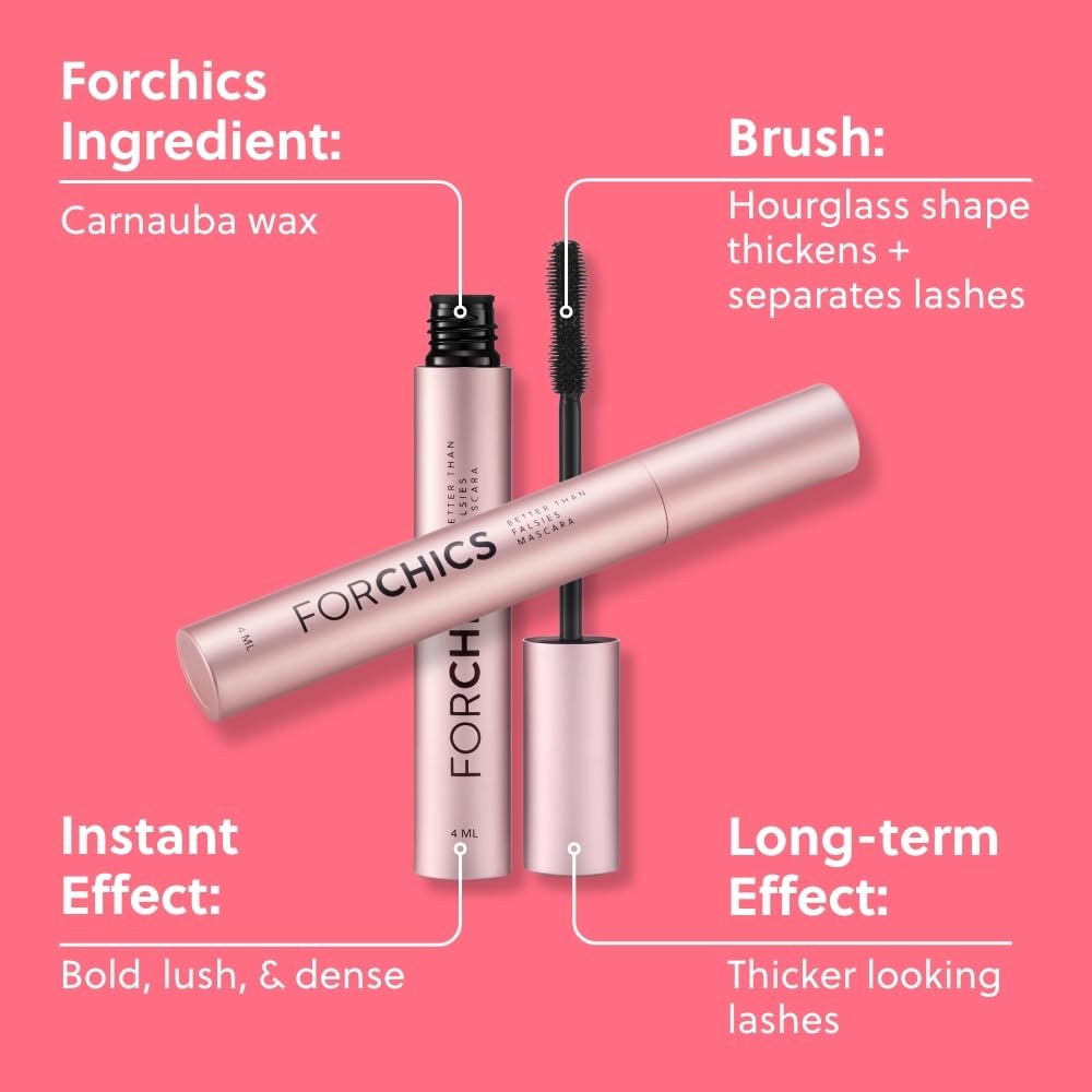 ForChics Nourishing Mascara brush-closeup highlights precise glide for effortless daily wear.