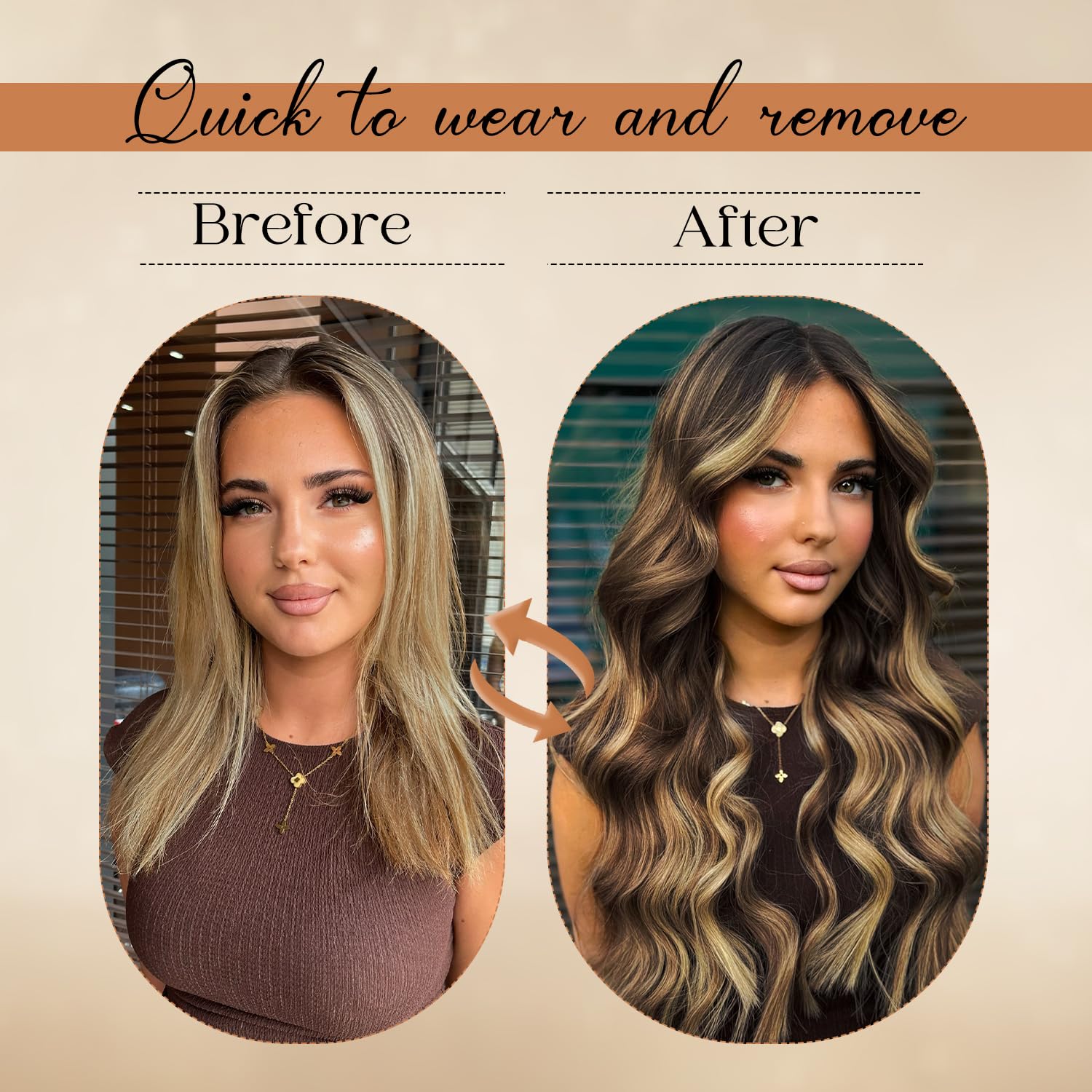 Forede balayage dark brown clip-ins showcase natural color blend for effortless style.