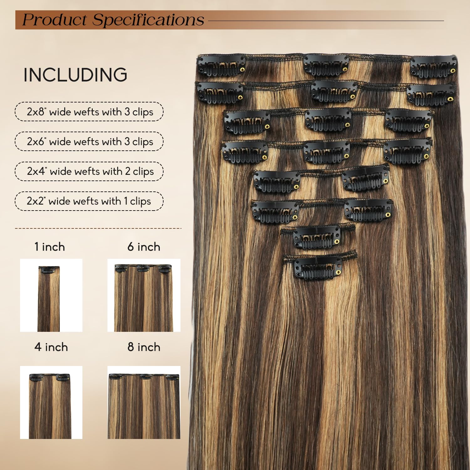 Forede double-weft clip-ins deliver fuller look with comfortable, secure attachment.