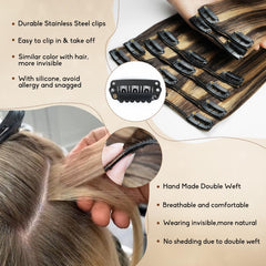 Forede invisible straight Remy hair provides subtle length with natural movement.