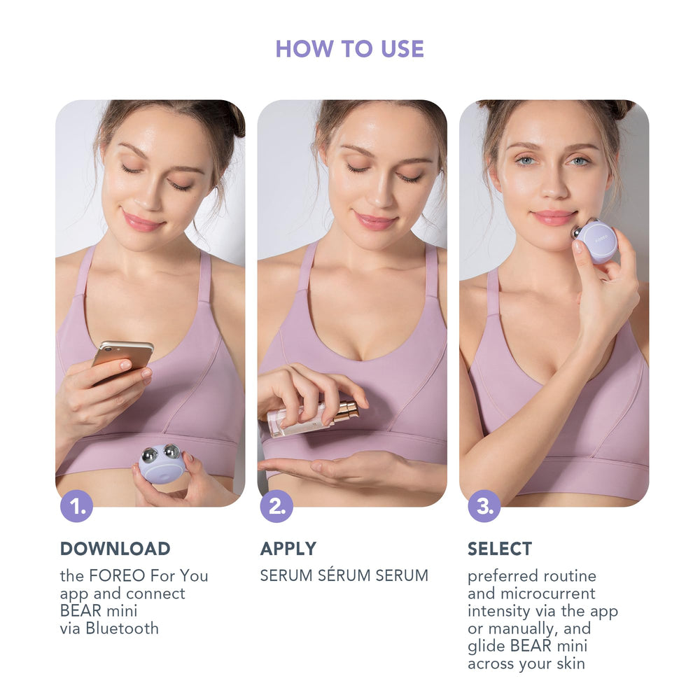 FOREO BEAR mini jawline contour during use for targeted shaping