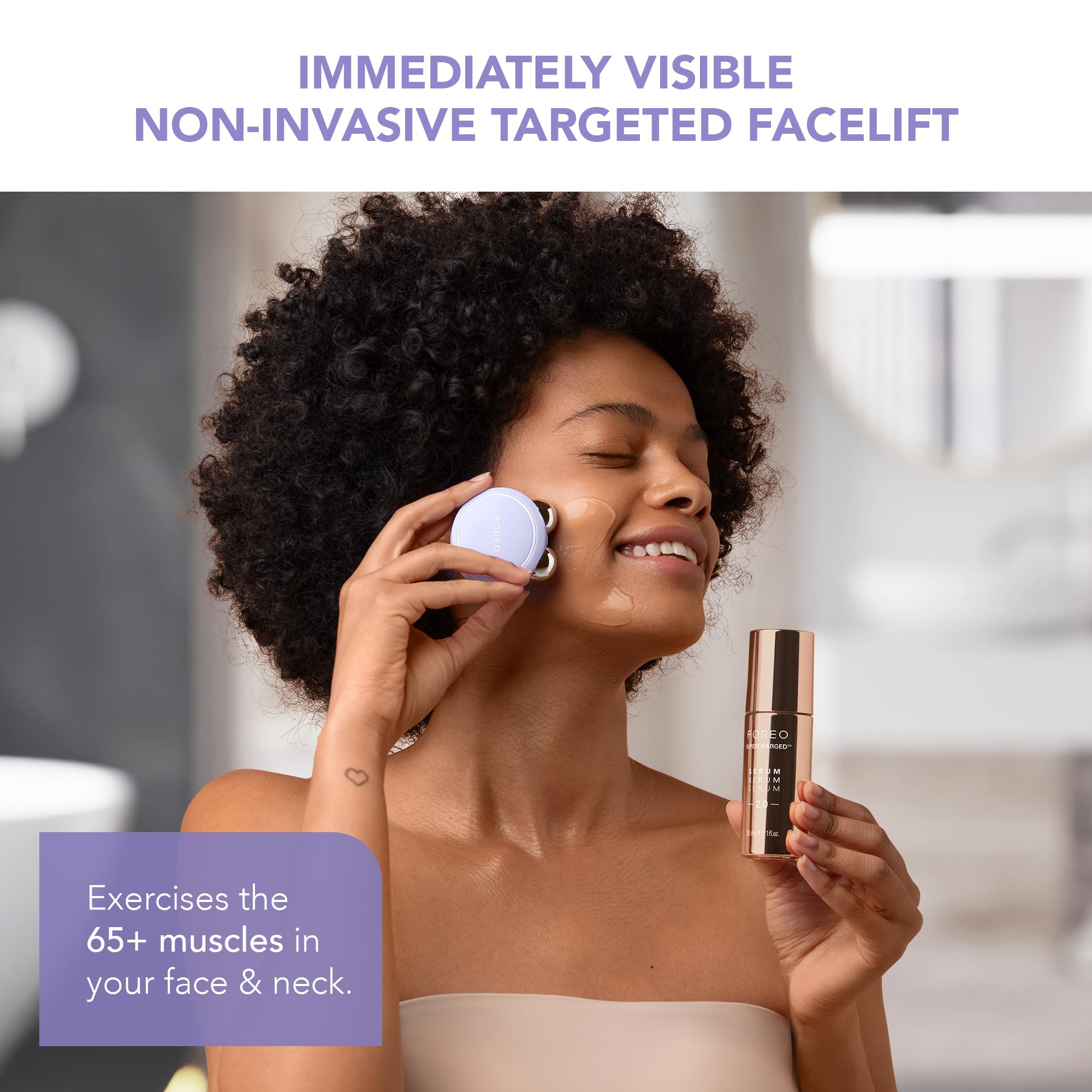 FOREO BEAR mini microcurrent demo shows non-invasive contouring