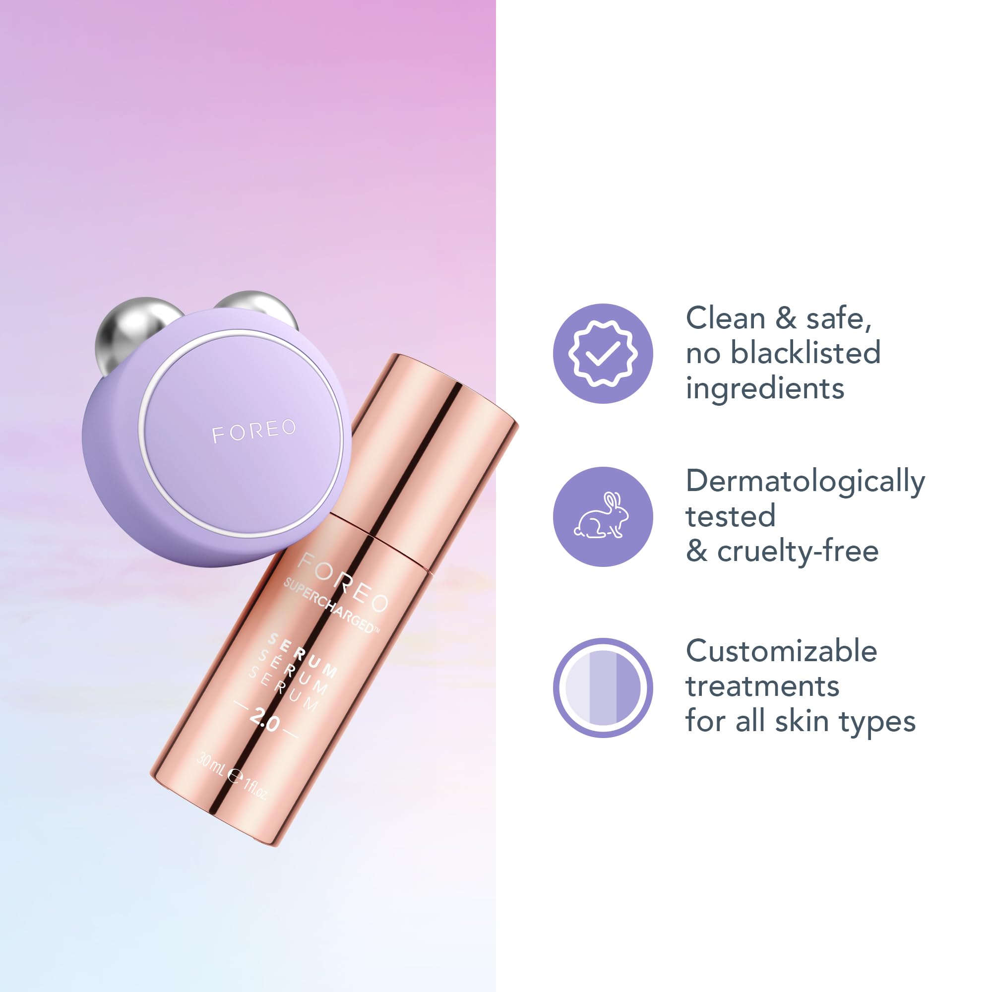 FOREO BEAR mini skin-resistance sensor ensures safe auto-adjustment