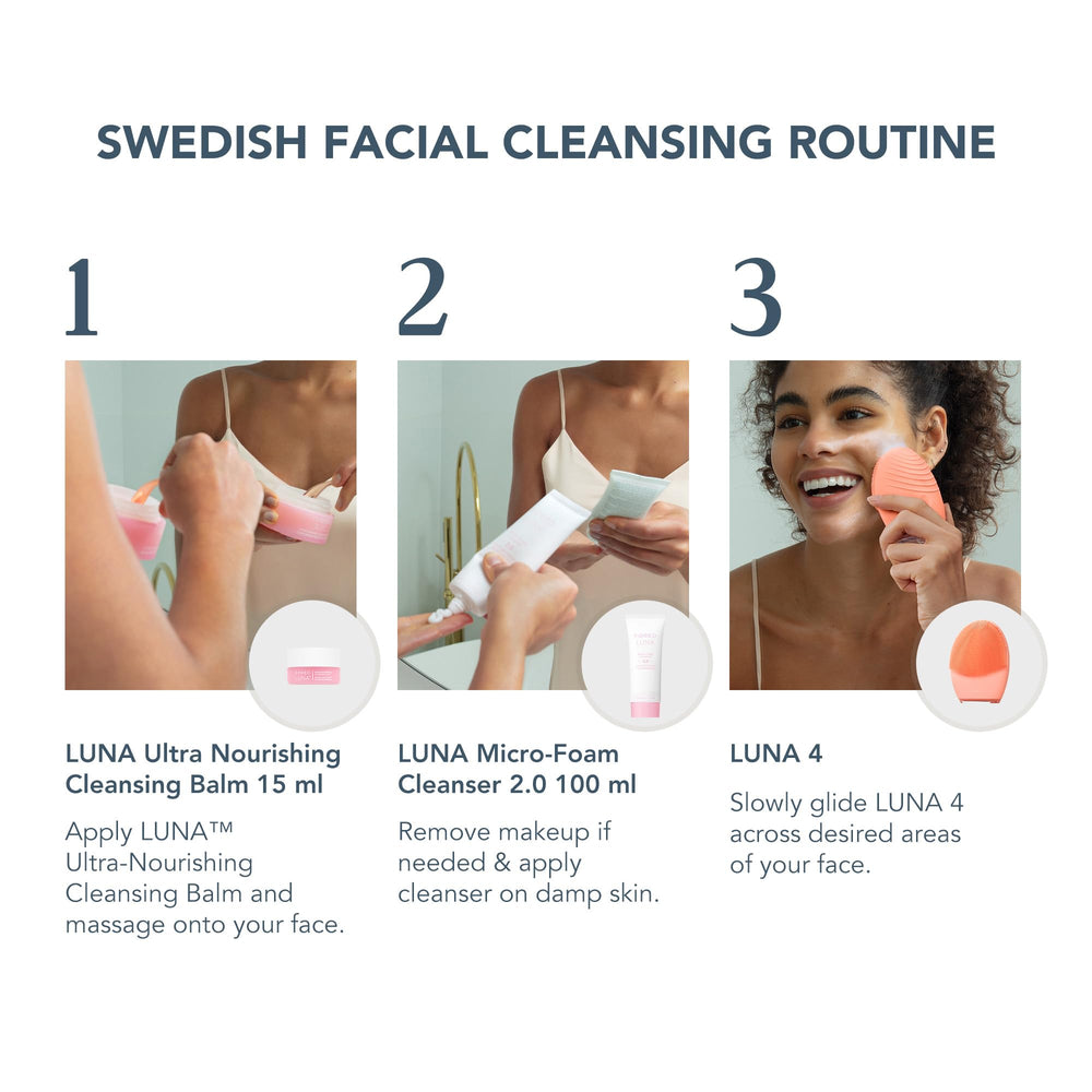 FOREO LUNA 4 dial closeup shows 16 intensities for customizable cleansing.