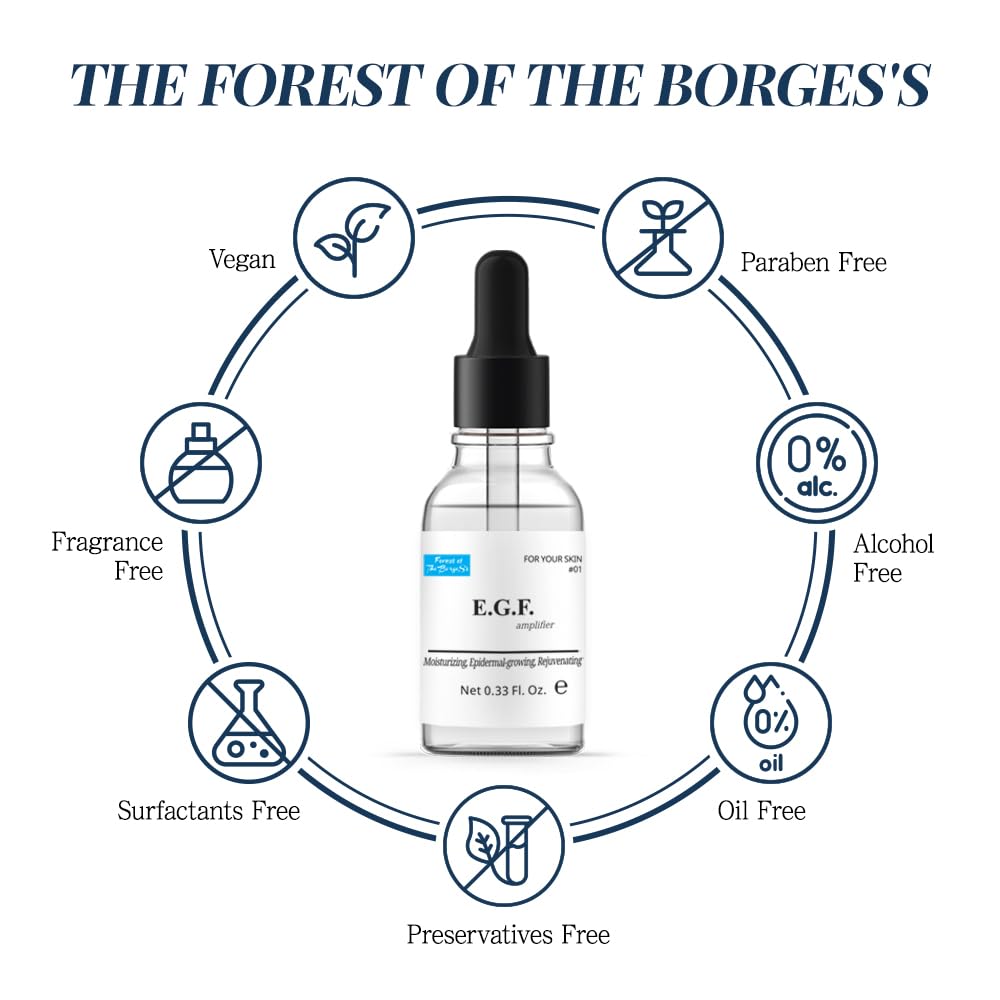 FOREST OF THE BORGES'S EGF Serum packaging - eco-conscious design for daily use.