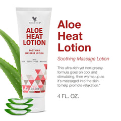 Forever Living Aloe Heat Lotion application scene emphasizing menthol relief