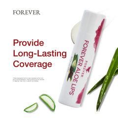 Forever Living Aloe Lips ingredients collage highlighting aloe, jojoba, beeswax benefits.
