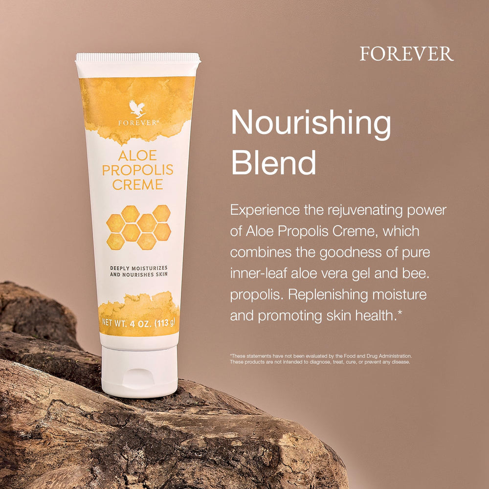 Forever Living Aloe Propolis Creme ingredients closeup highlighting aloe and propolis.