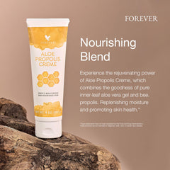 Forever Living Aloe Propolis Creme ingredients closeup highlighting aloe and propolis.