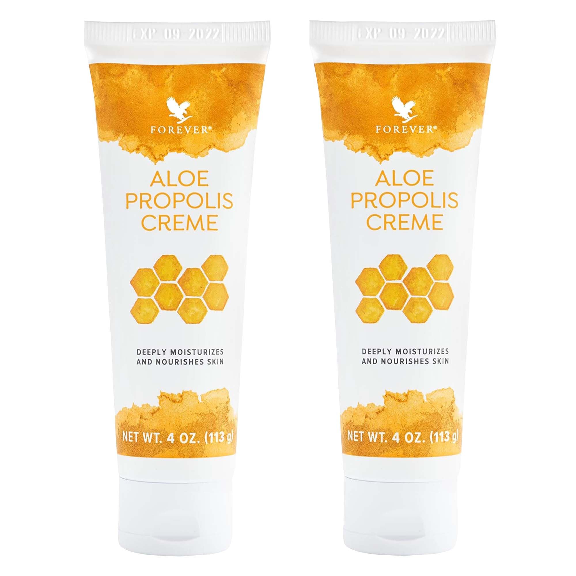 Forever Living Aloe Propolis Creme jar closeup showing rich hydration for dry skin.
