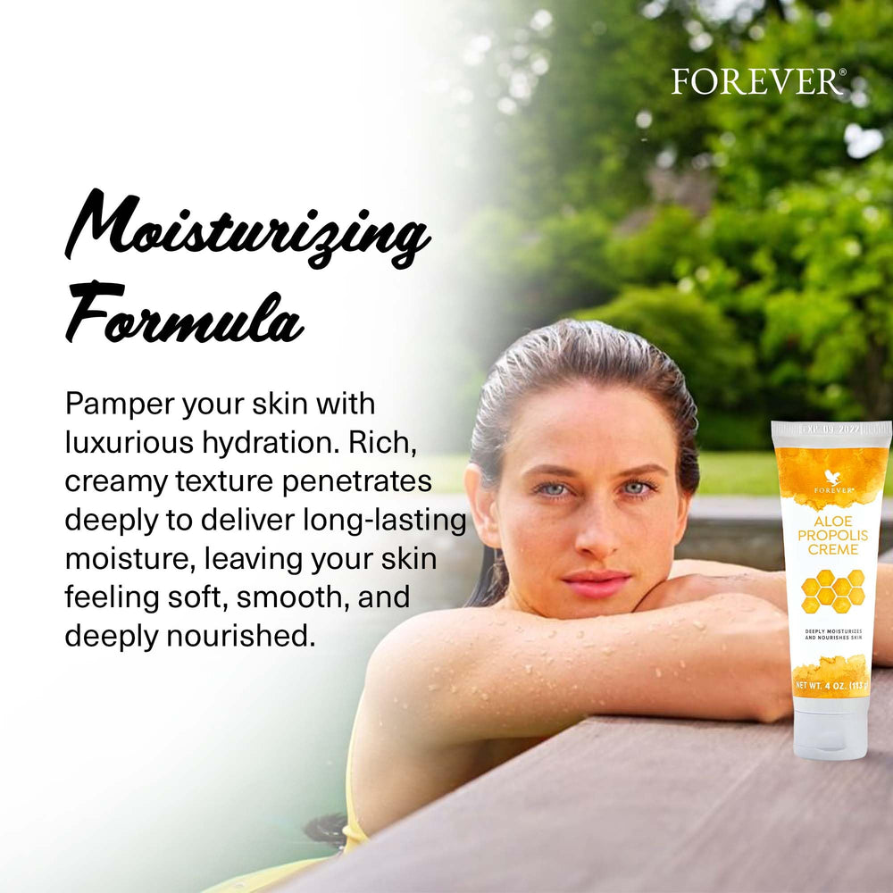Forever Living Aloe Propolis Creme label closeup showing vegetarian formula.