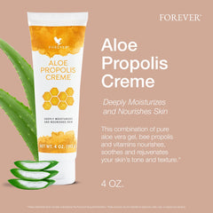 Forever Living Aloe Propolis Creme being applied for gentle nourishment on skin.