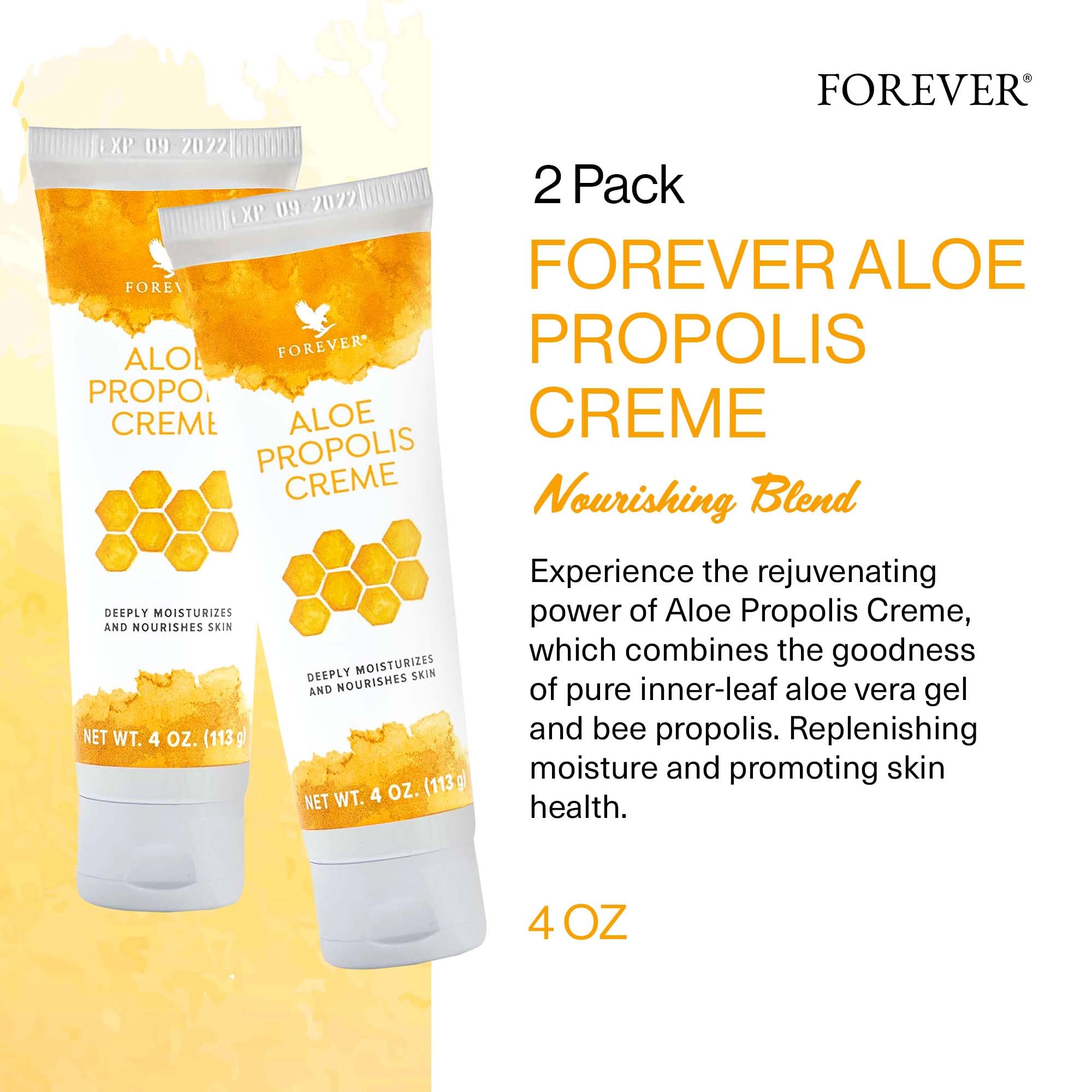 Forever Living Aloe Propolis Creme creamy texture detail emphasizing skin nourishment.