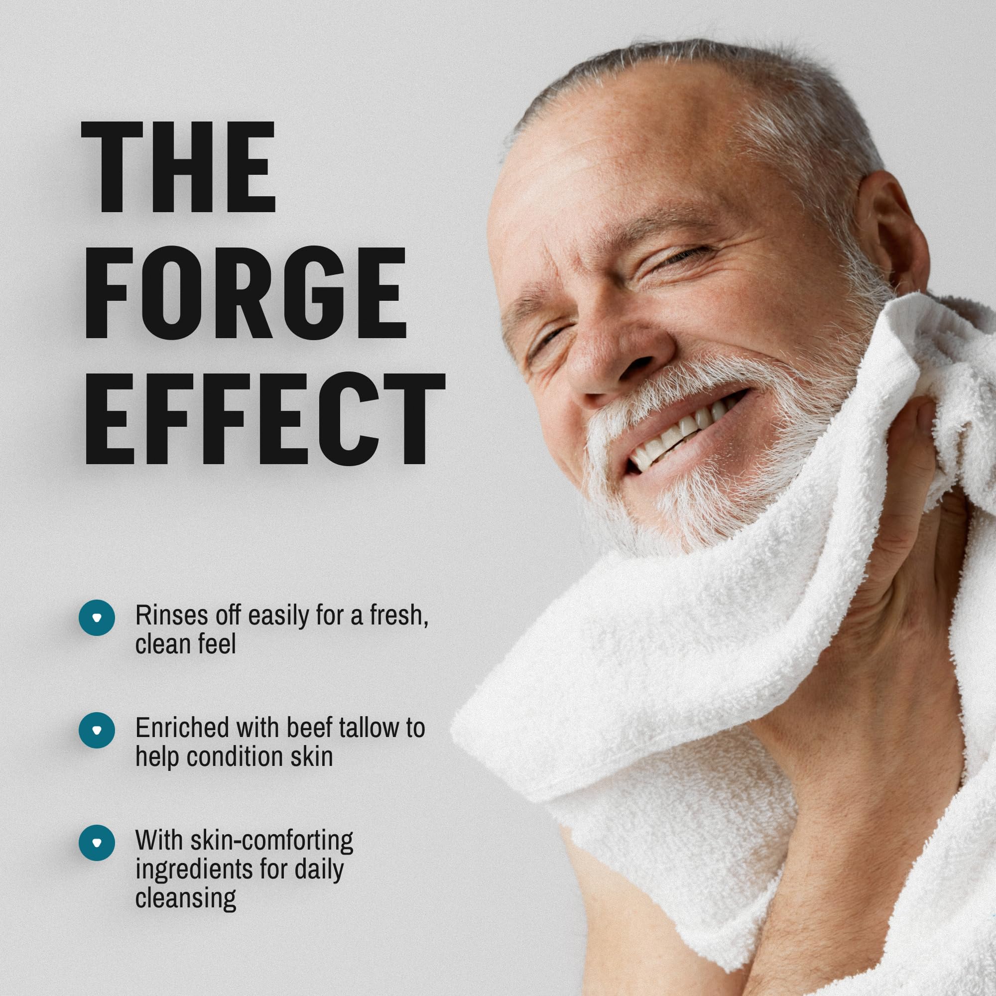 Forge Skin Beef Tallow Face Wash packaging emphasizing travel-friendly 5 oz bottle.