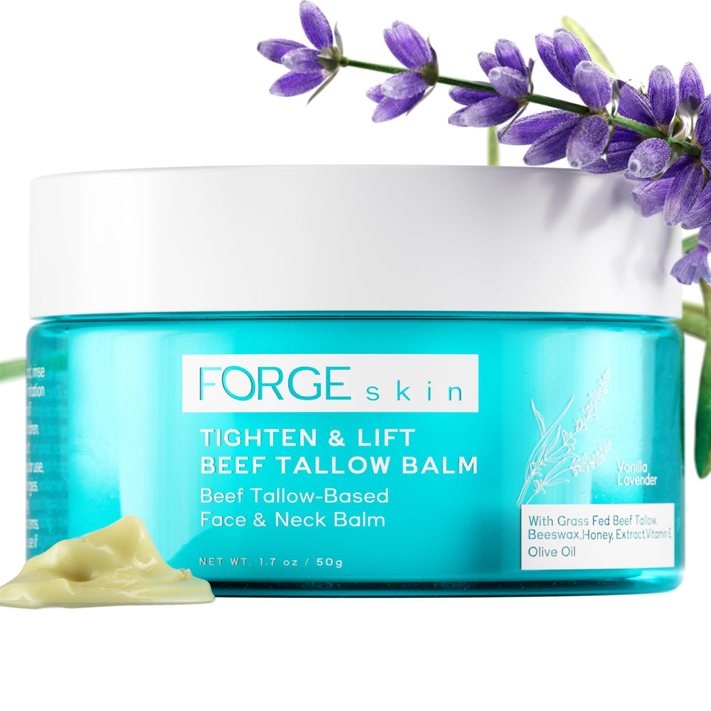 Forge Skin Tighten & Lift Balm jar showing rich texture for deep hydration.