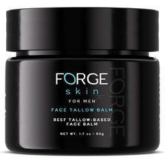 Forge Skin Wrinkle Defense Balm bottle showing daily hydrating facial care for men