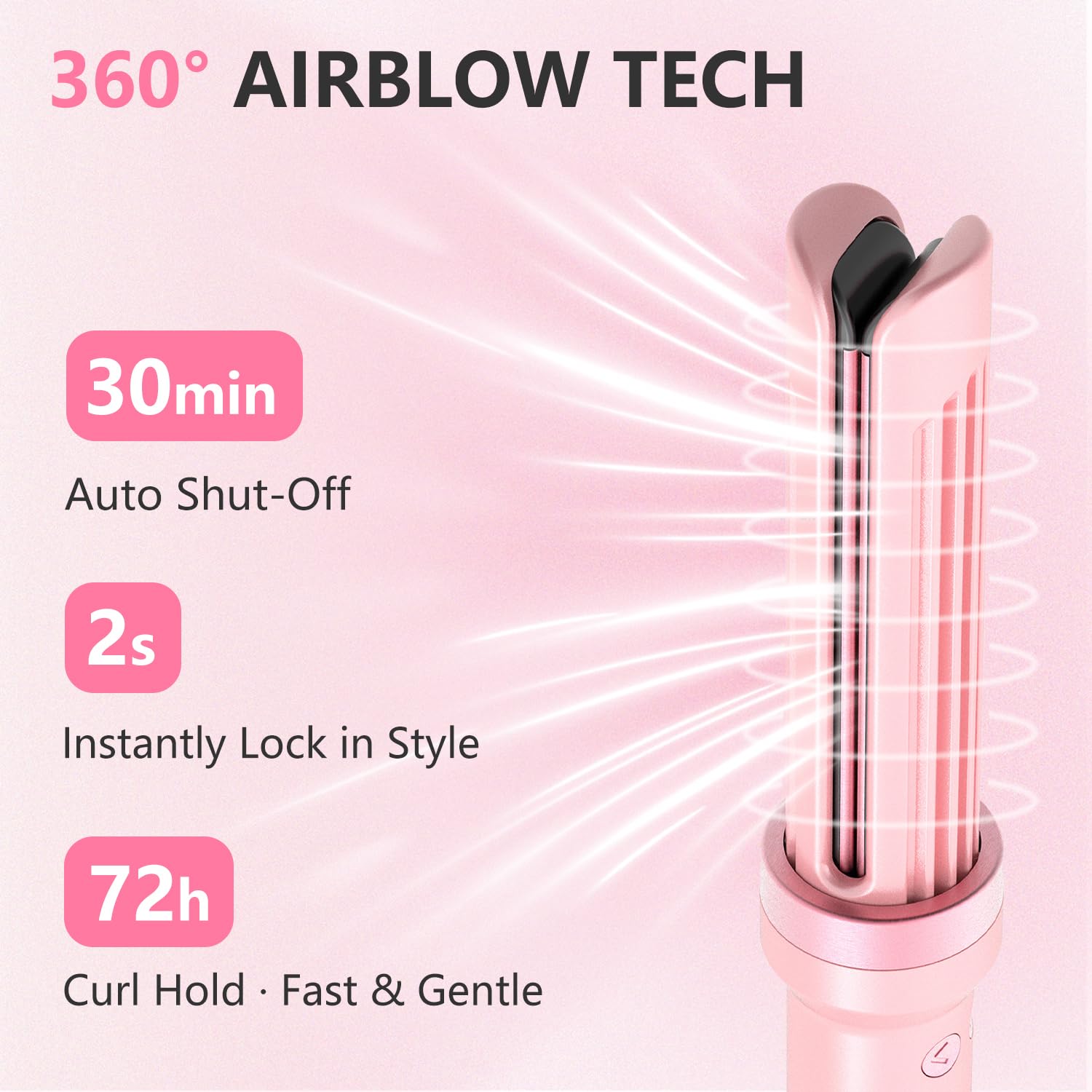 FORLIFA Pro 3D levitation barrel shown for long hair with minimal snagging.