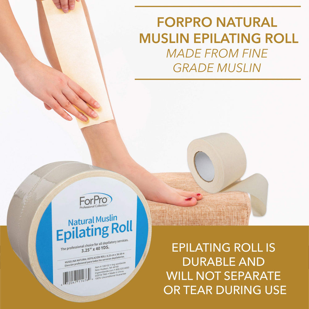 ForPro cut-to-size muslin epilating roll demonstrates adaptable sizing for full or partial body waxing