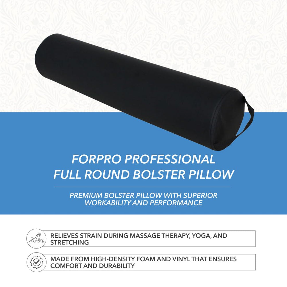 ForPro bolster under ankles during face-down yoga for leg stability.