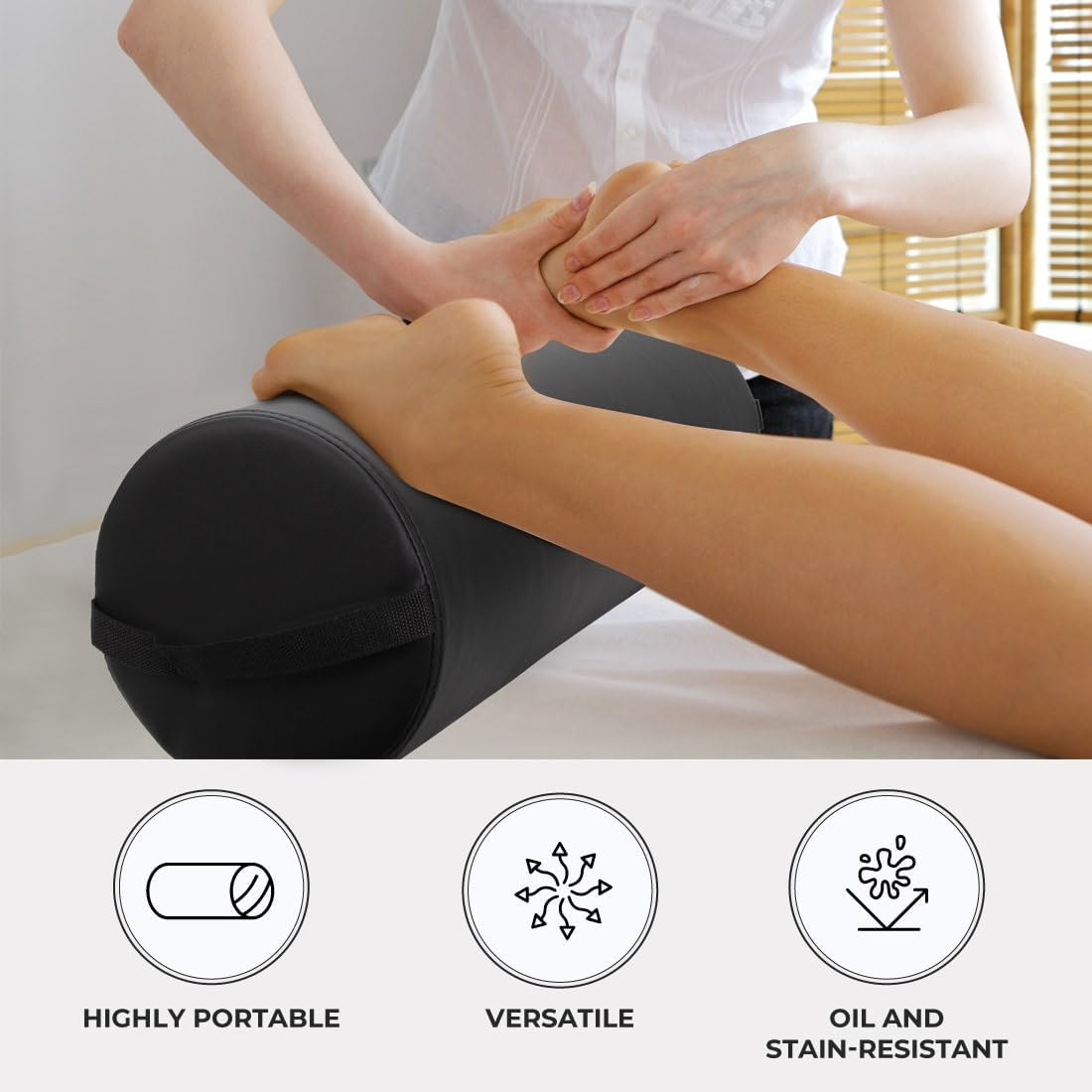 ForPro black bolster surface resists oil and stains for easy cleaning
