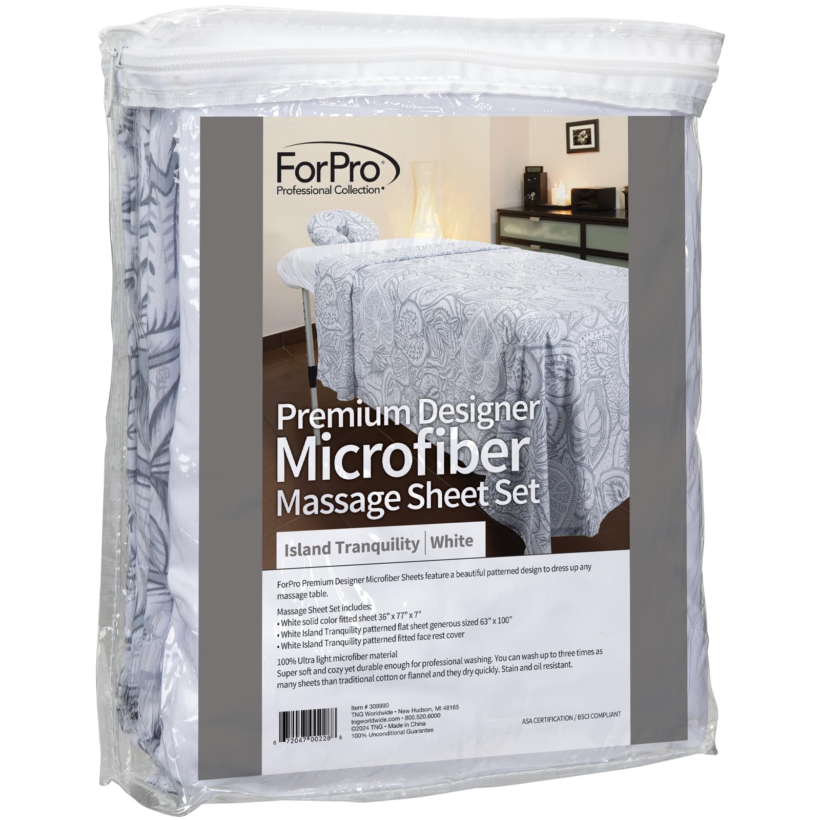 ForPro face rest cover island tranquility shows secure fit and client comfort.