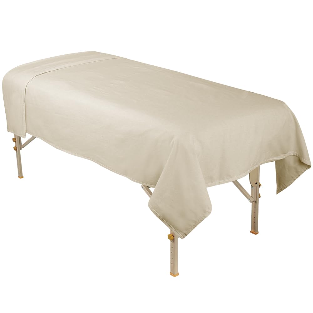 Sheet folded on a massage table highlighting ultra-light feel and stain protection
