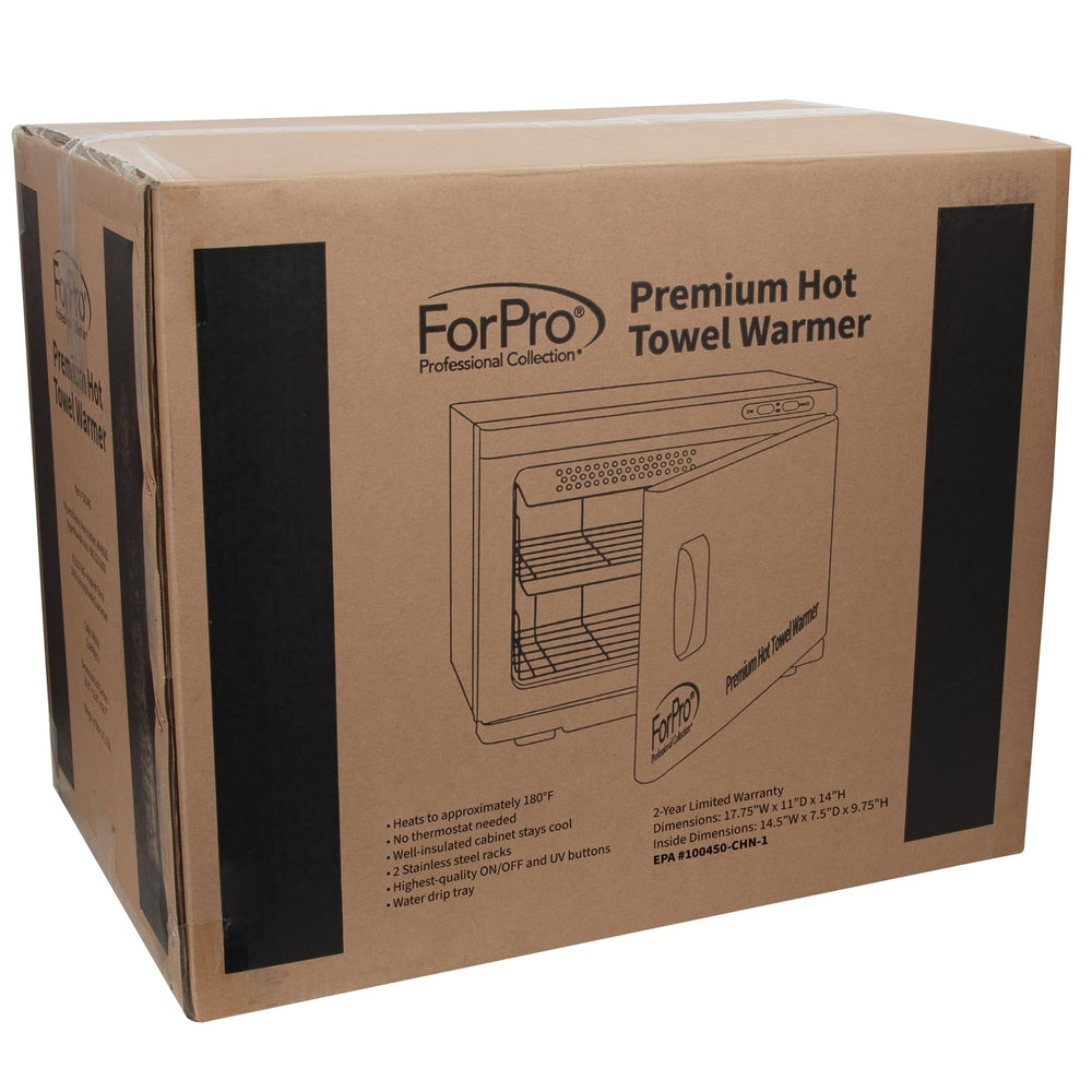 ForPro hot towel warmer heats to 180F quickly for towels.