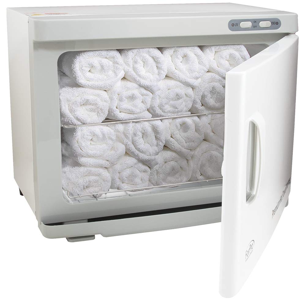 ForPro hot towel warmer water-drip tray keeps workspace tidy.