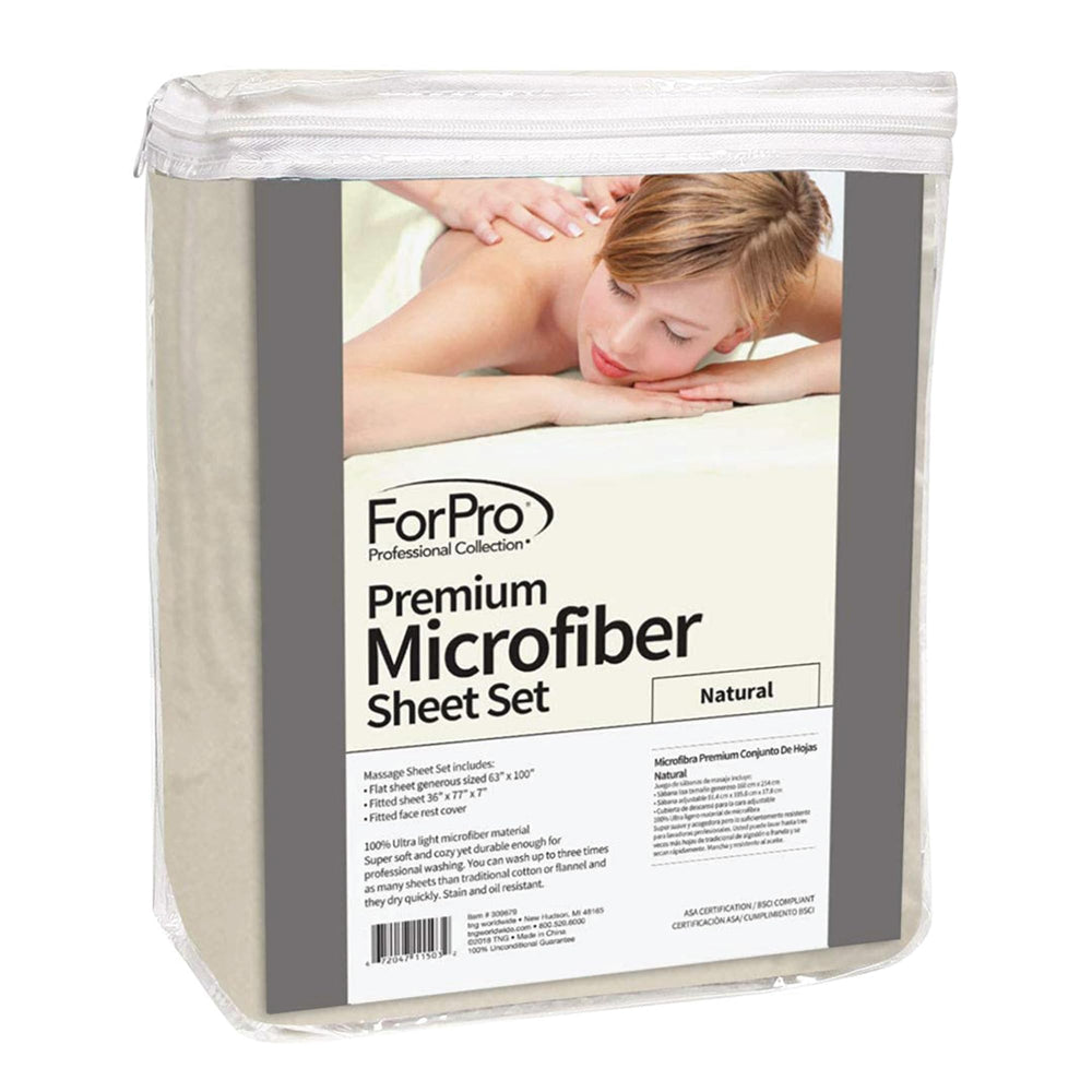 ForPro Premium Massage Fitted Sheet on table corner demonstrates secure, elastic-fit.