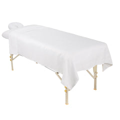 ForPro Massage Sheet Set in white shows a clean, professional studio look.