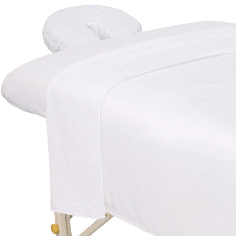 ForPro Premium Microfiber flat sheet on a massage table offering soft comfort and easy care.