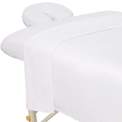 ForPro Premium Microfiber flat sheet on a massage table offering soft comfort and easy care.