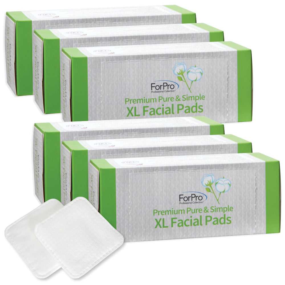 ForPro Premium Pure & Simple XL Facial Pads packaging showing 360-count set for easy daily makeup removal