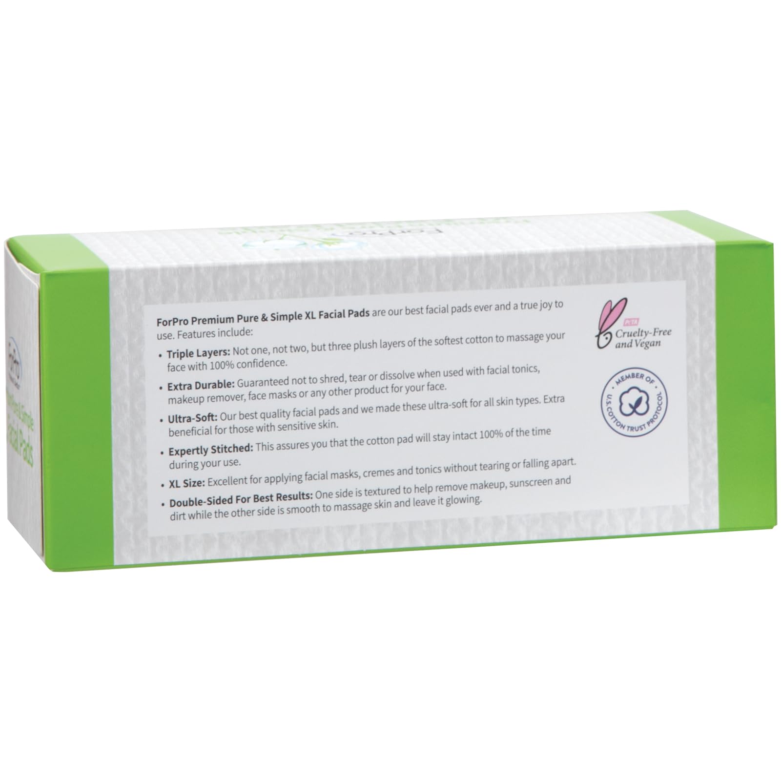 ForPro Premium Pure & Simple XL Facial Pads 3x3 inches—large pads for masks.