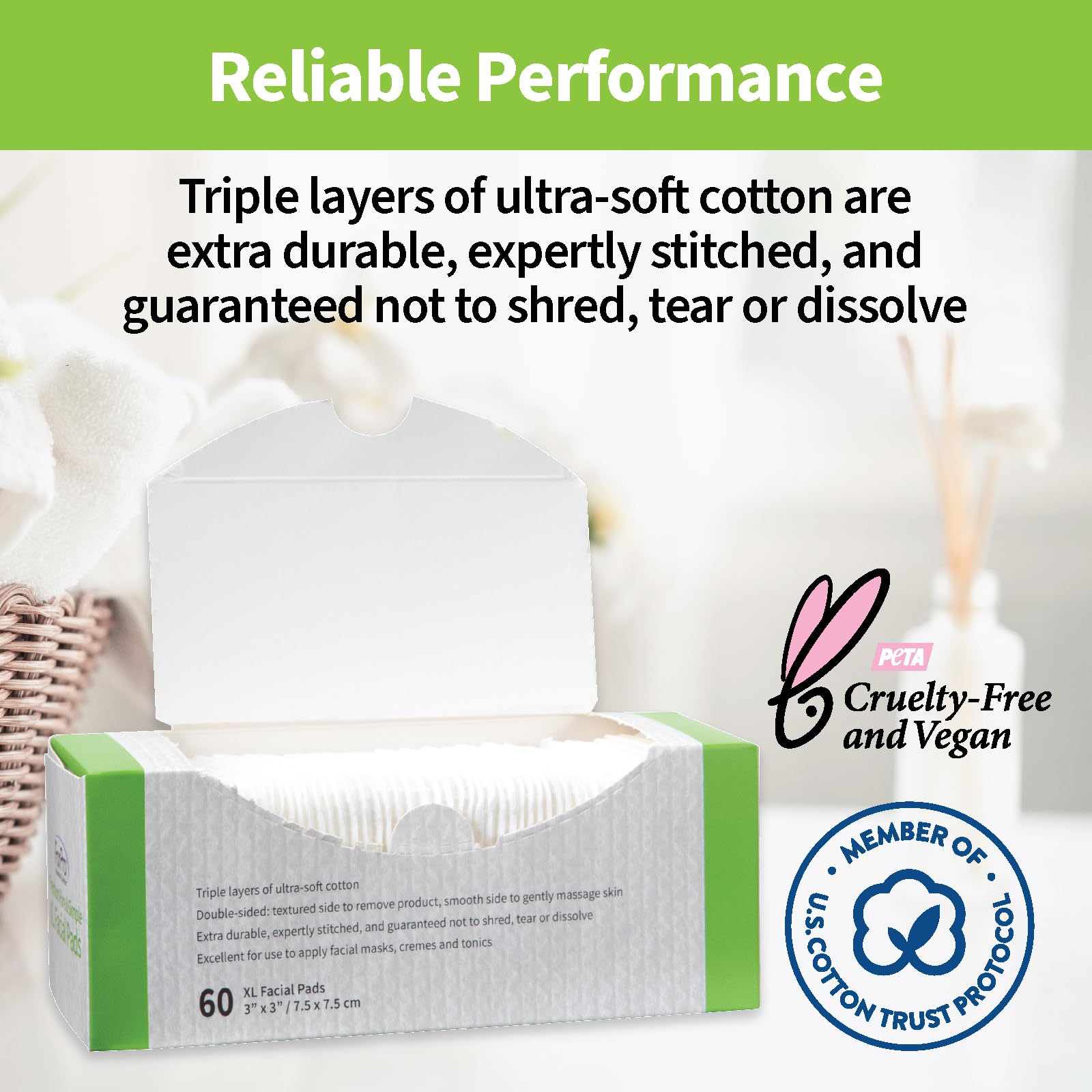 ForPro Premium Pure & Simple XL Facial Pads vegan and cruelty-free label for ethical choices