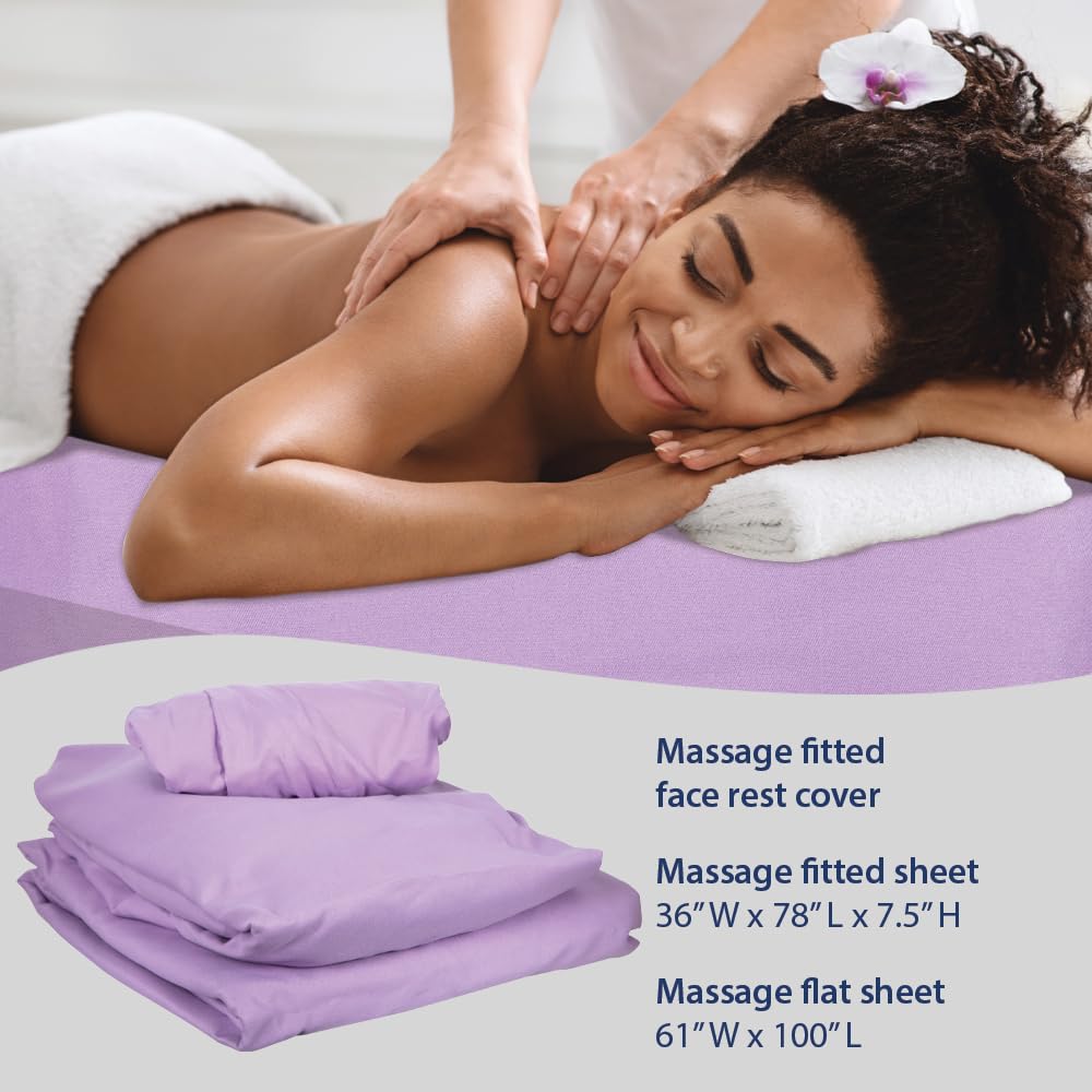 ForPro 3-piece set includes flat sheet, fitted sheet, and face rest cover for complete table protection.