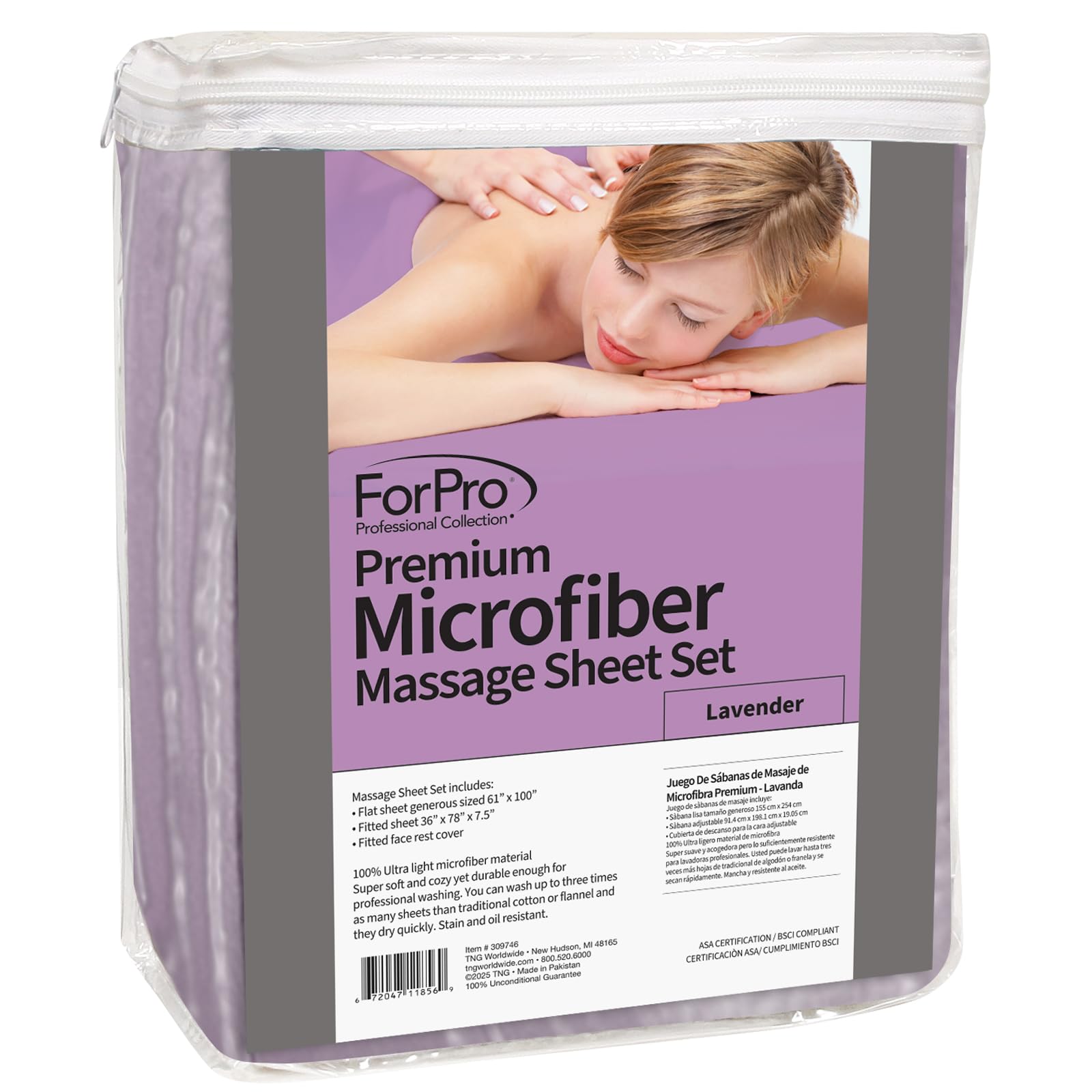 ForPro Professional Collection microfiber massage fitted sheet lavender provides snug fit on standard tables